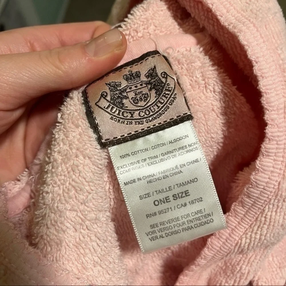 Juicy Couture Baby Pink Hooded Terry Cloth Bathrobe Crown One Size